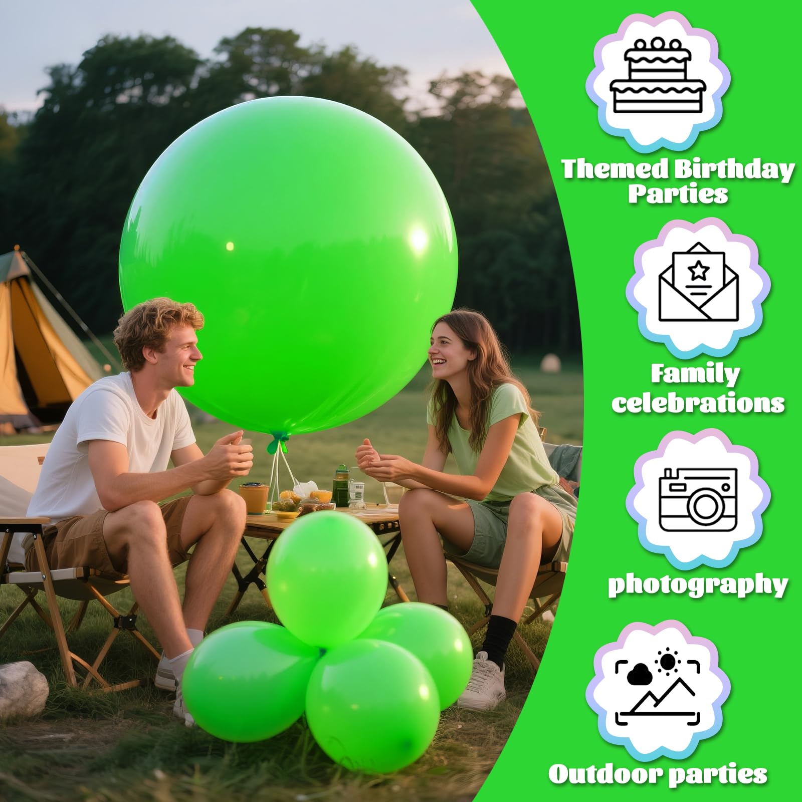 KAWKALSH giant neon lime balloon ideal for outdoor arches and centers.