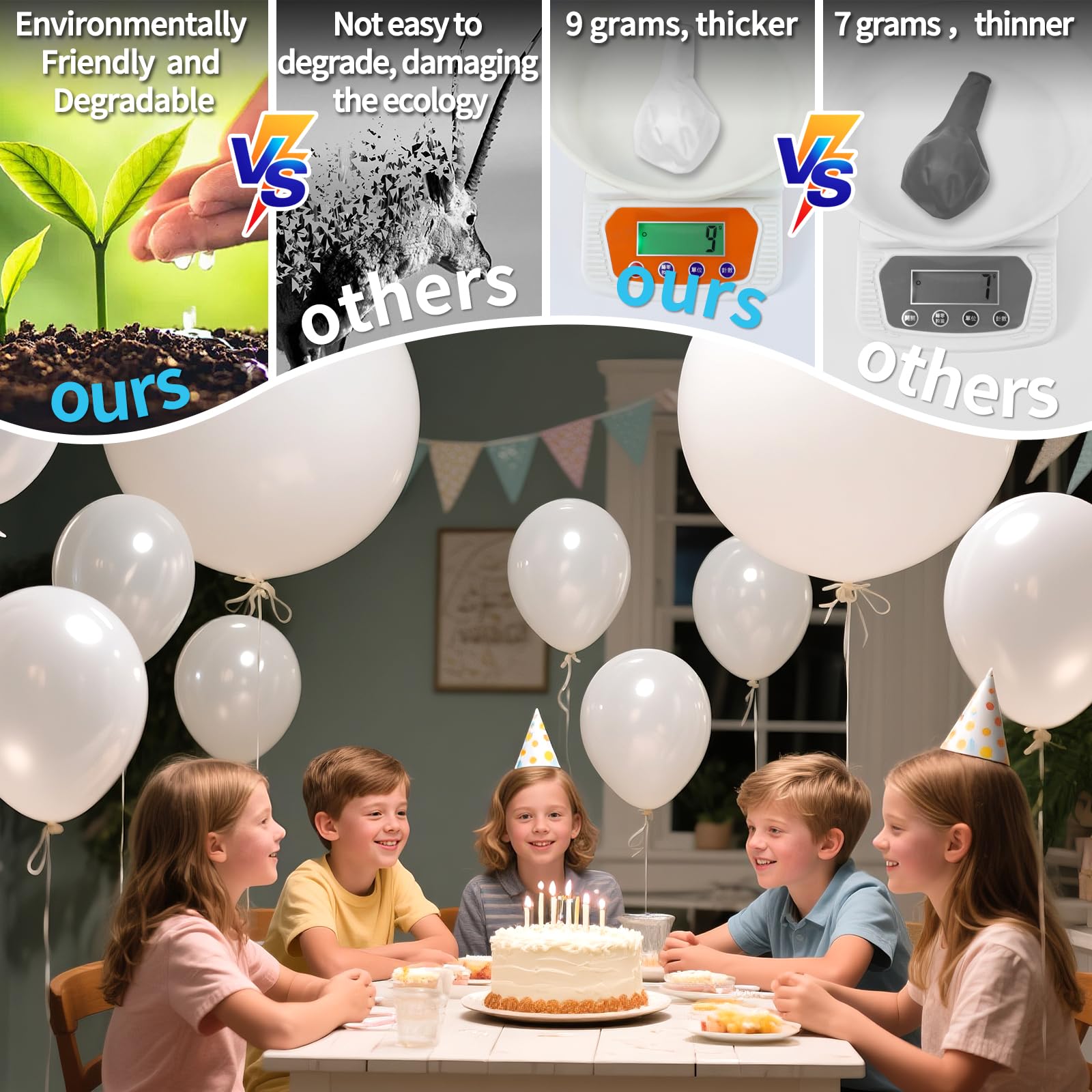 KAWKALSH heavy-duty latex balloons designed for durable decorations.