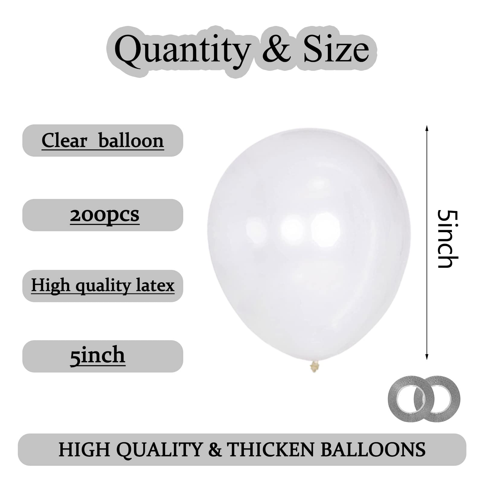 KAWKALSH 200pcs balloons with ribbons for quick party decor