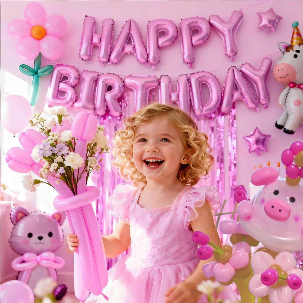 Kids enjoy parent-child crafting with balloons to shape flowers and animals.