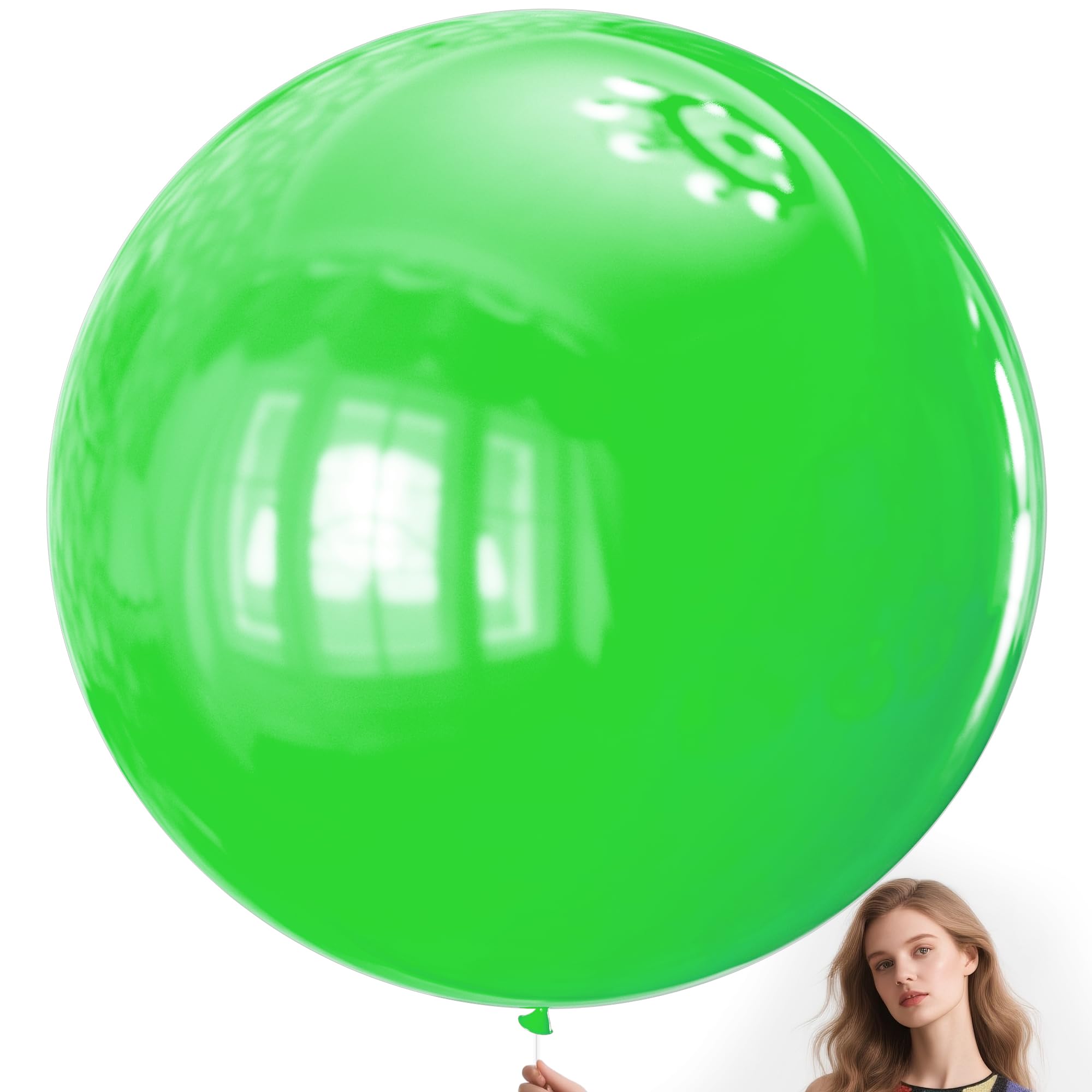 KAWKALSH lime-green 36-inch balloon creates a dramatic photo backdrop.