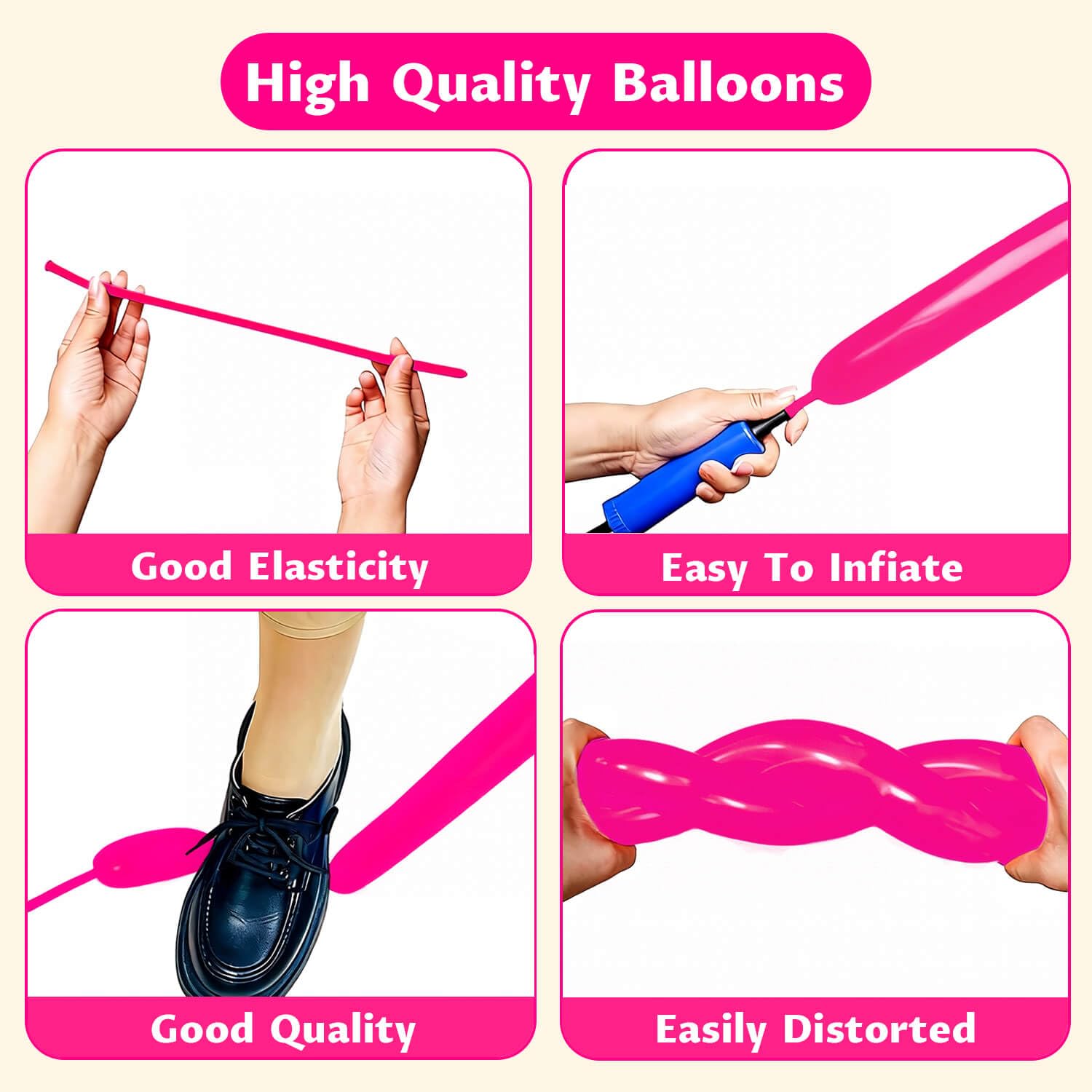 KAWKALSH long skinny balloons inflated handy for creative sculpting.