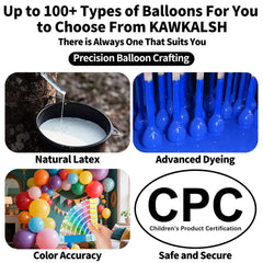KAWKALSH natural latex balloons close-up showing safe material.