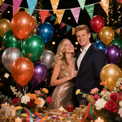 KAWKALSH night-ready party backdrop with metallic balloons
