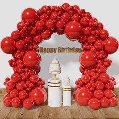 KAWKALSH red balloon arch kit assembled as a bold party backdrop