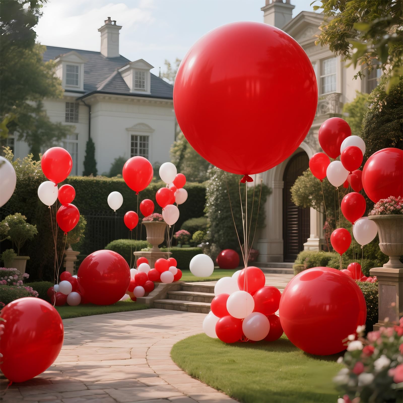 KAWKALSH red arch with balloons for photo booth backdrop.