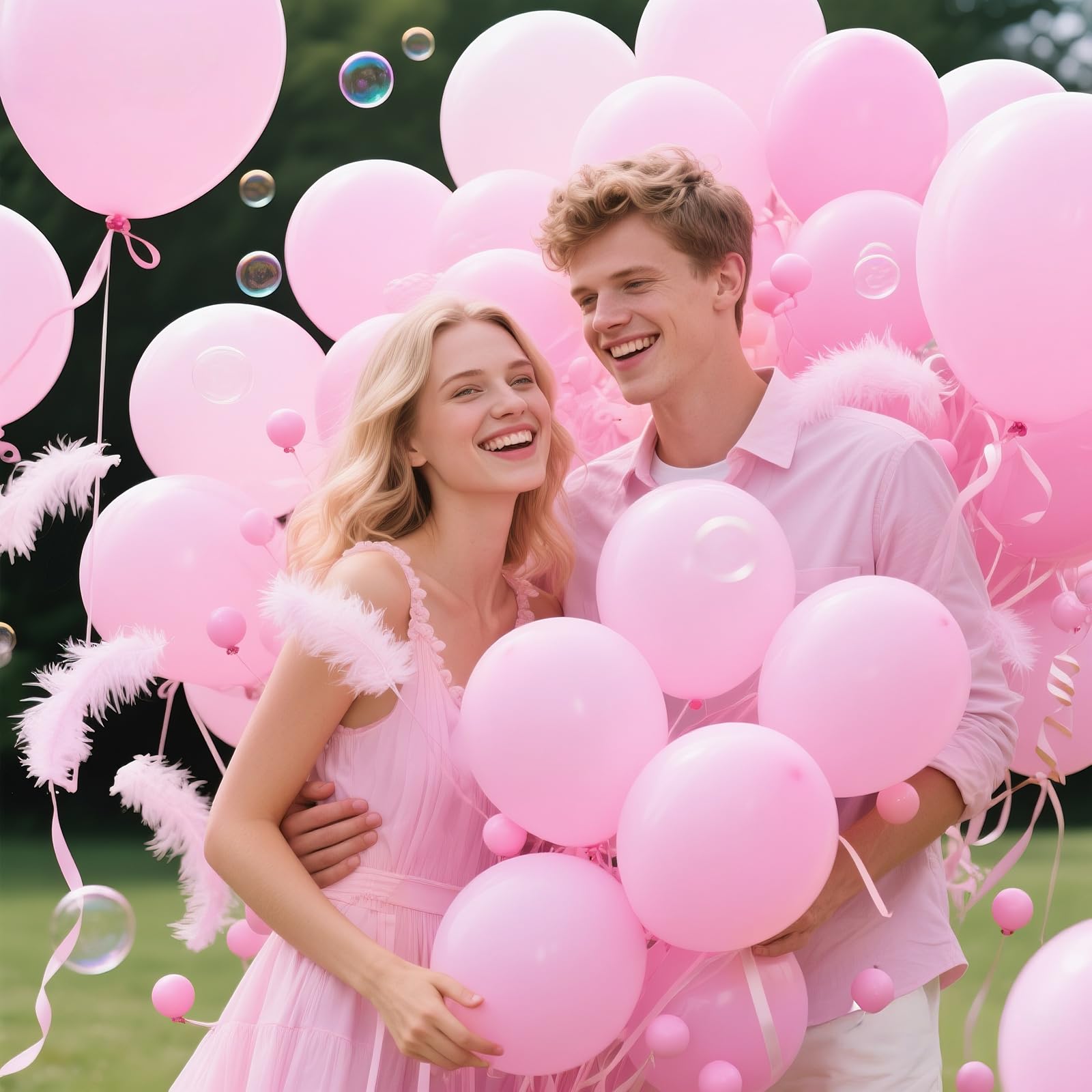KAWKALSH pink balloons with ribbons included for easy decorating.