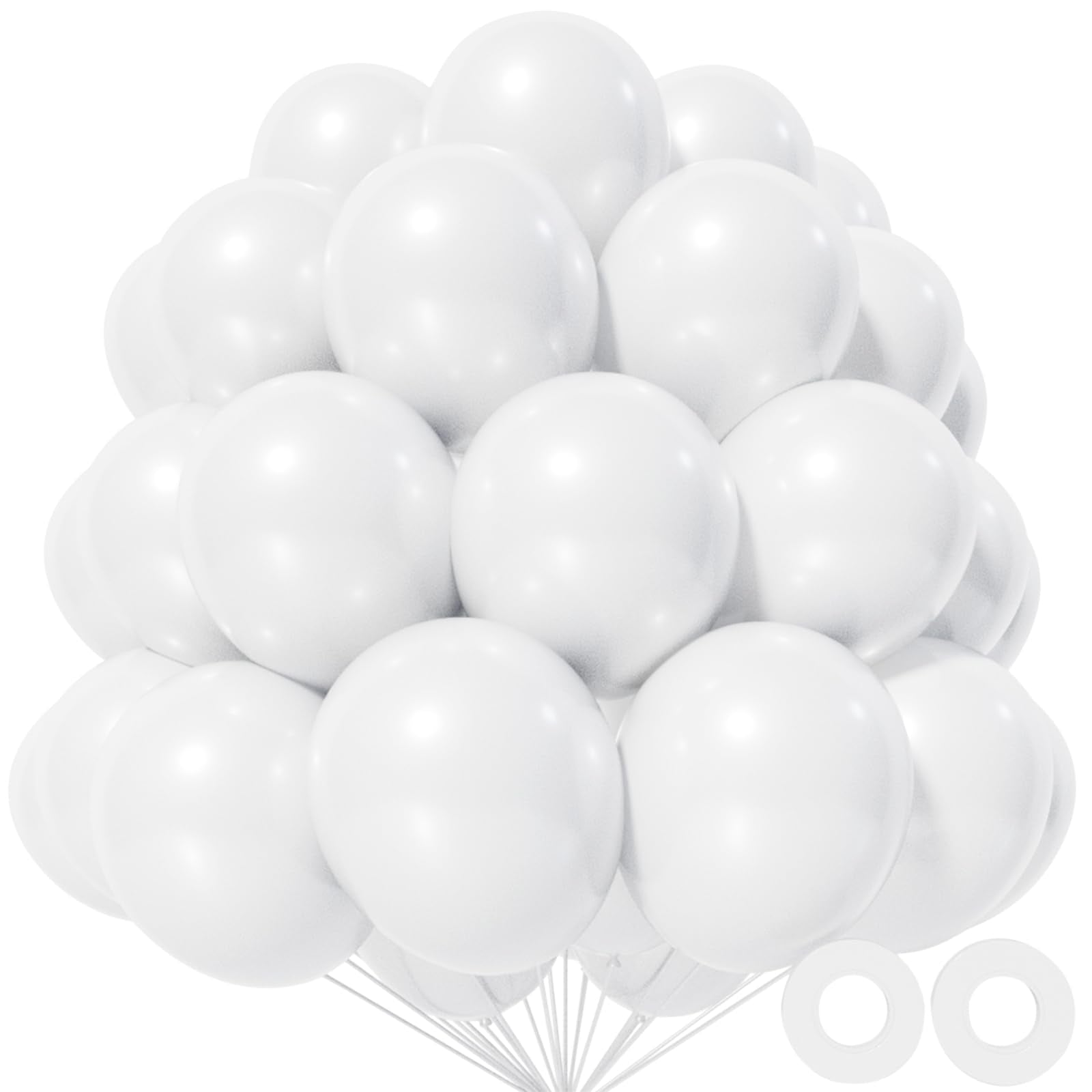 KAWKALSH white 12-inch balloons for 110-piece pack, ideal for backdrops.