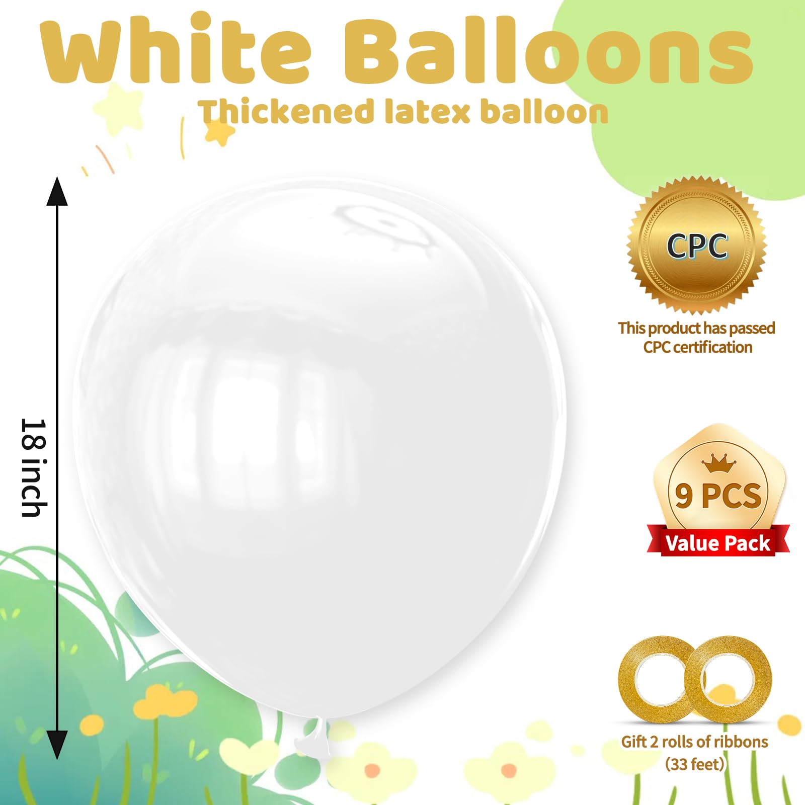 Close-up of KAWKALSH white giant balloon surface and size.