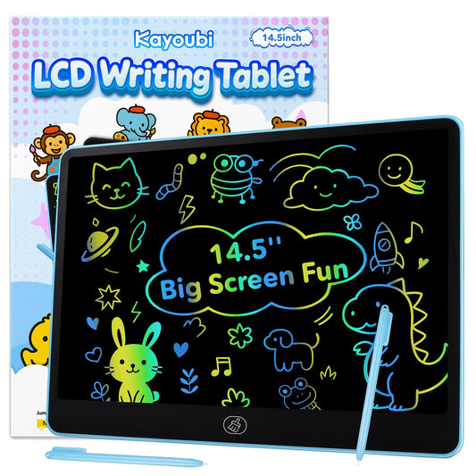 Kayoubi 14.5-inch blue doodle tablet for kids with mess-free drawing