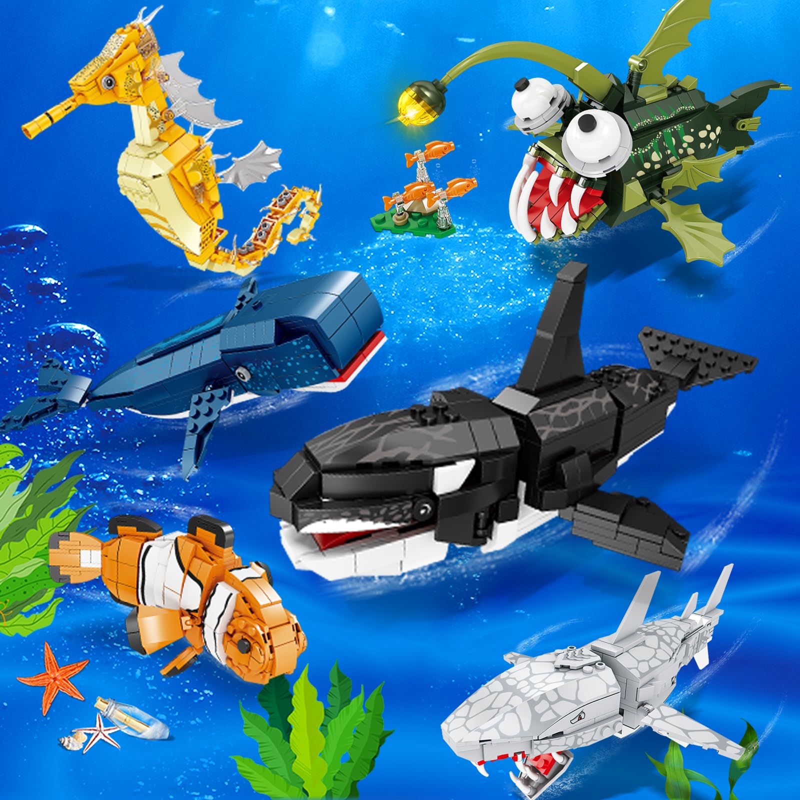 KAZI Orca blocks building fosters hand-eye coordination and problem-solving.