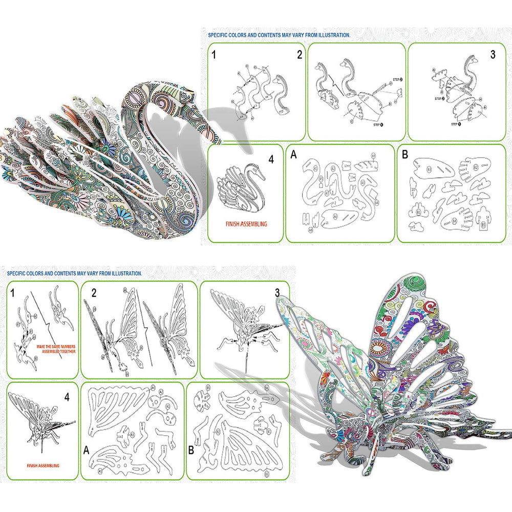 KAZOKU 3D goose puzzle with double-sided patterns for color ideas.