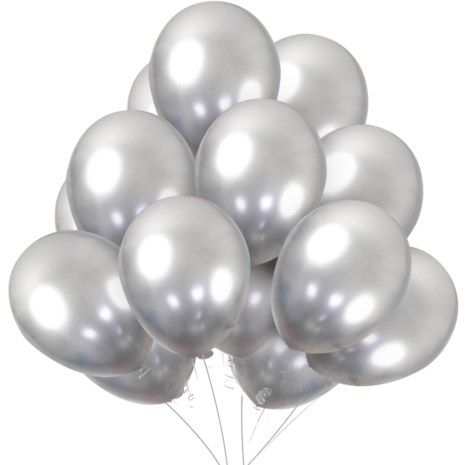 KBZVNAF silver metallic chrome balloons 12-inch pack for elegant decor and celebrations