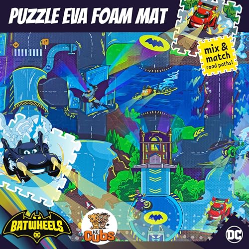 KC Cubs Batwheels mat Robin tile encourages active exploration on a soft surface