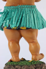 KC Hawaii polyresin figure with green hula skirt in bright detail