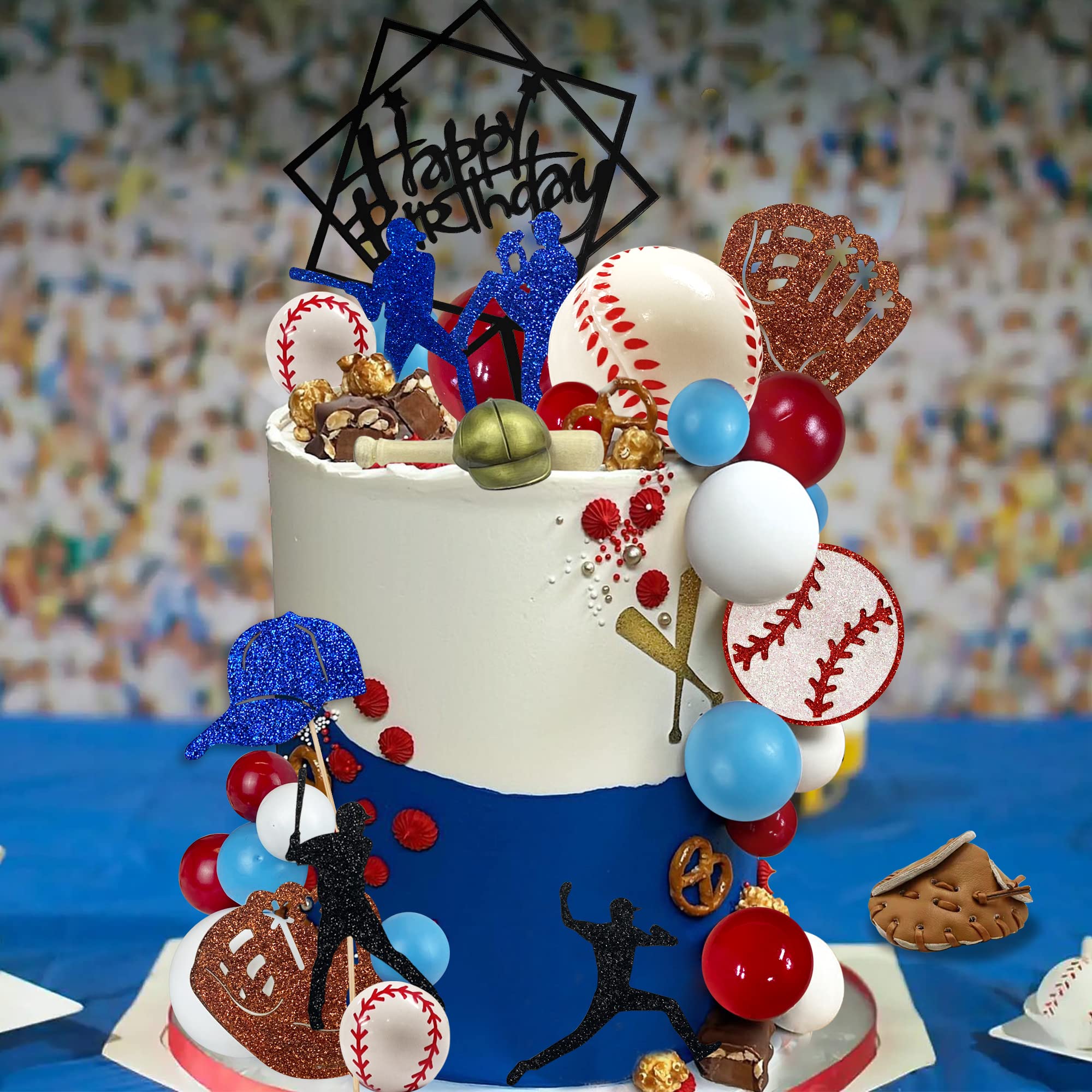 KDPATFAV white baseball toppers pop on vanilla cakes