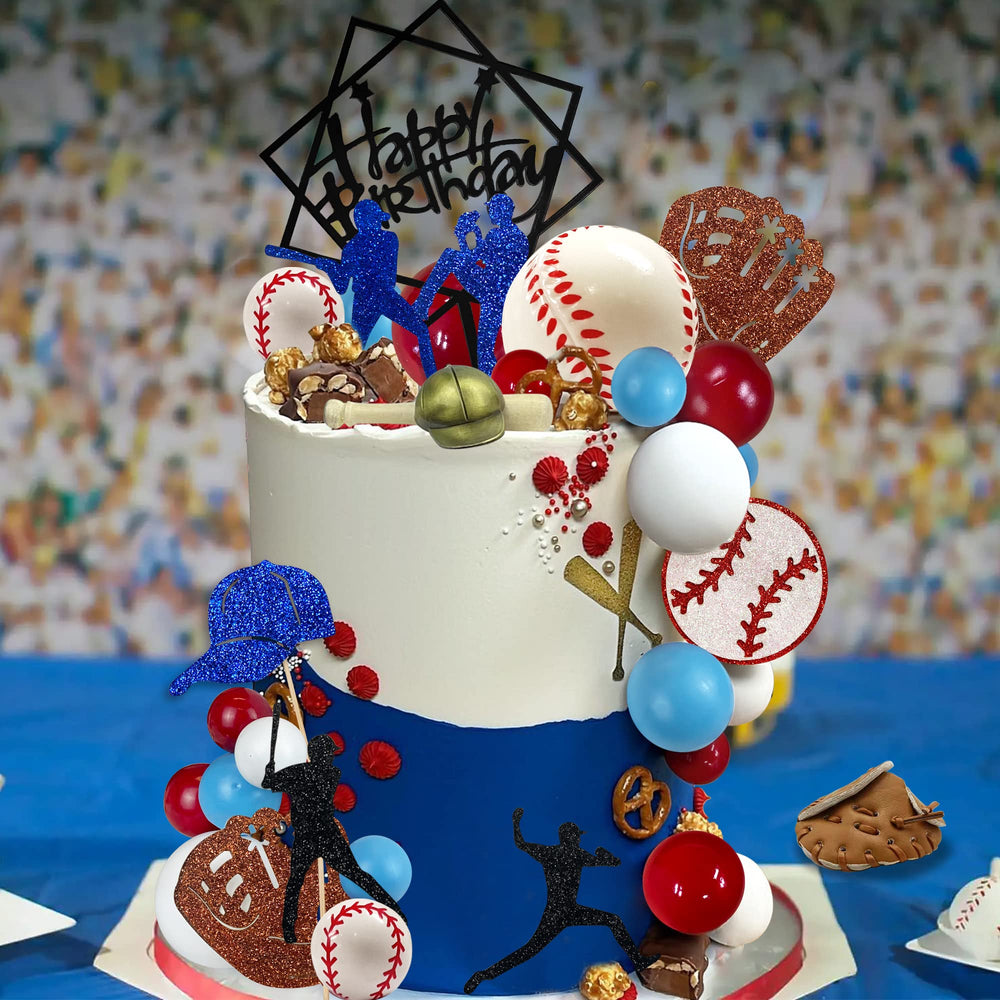 KDPATFAV white baseball toppers pop on vanilla cakes
