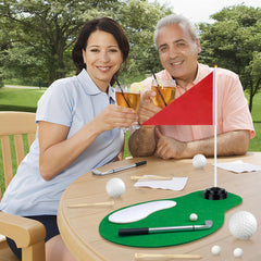 KDPATFAV golf balls and accessories highlight a playful decor for celebrations.