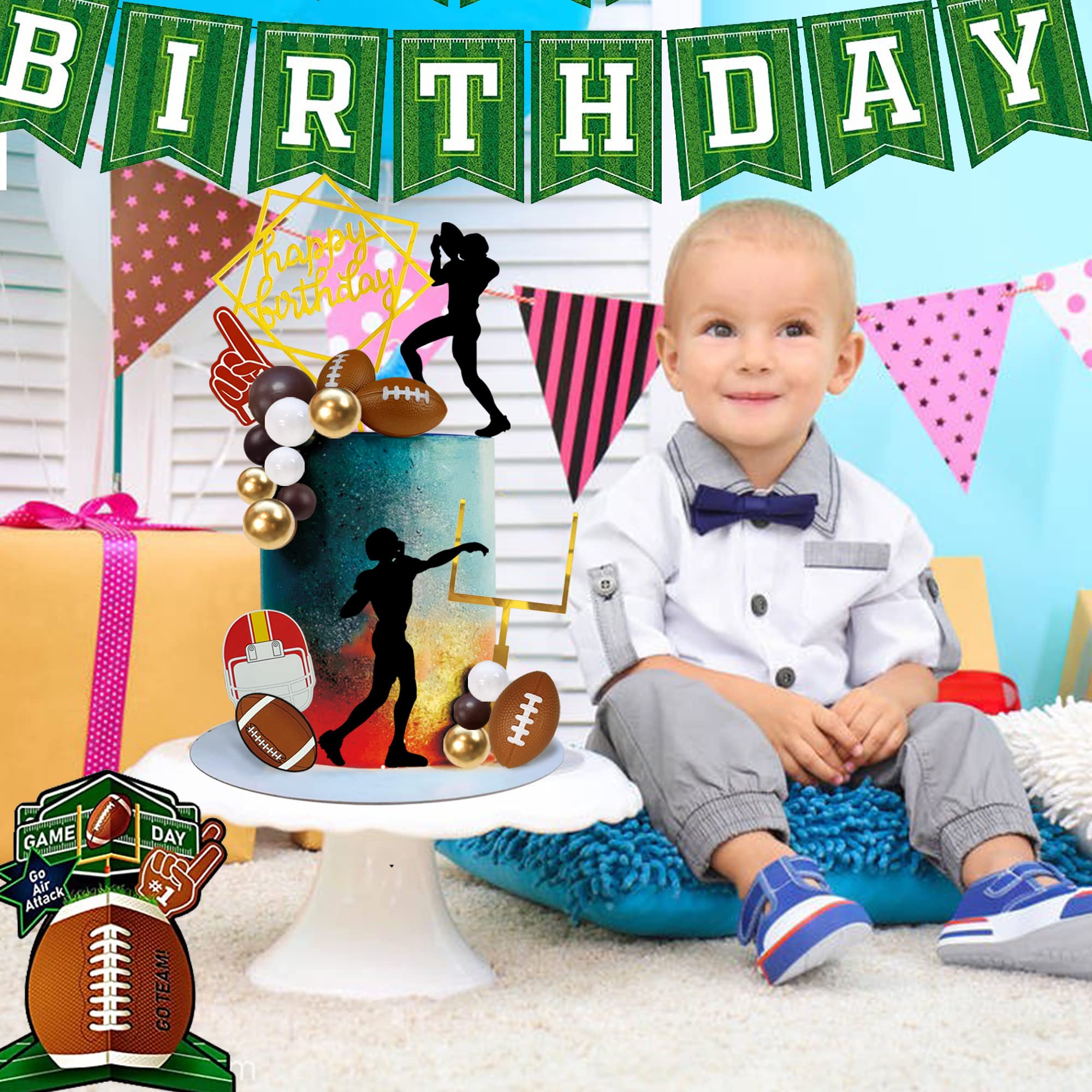 KDPATFAV acrylic rugby ball player topper enhances game day cupcakes
