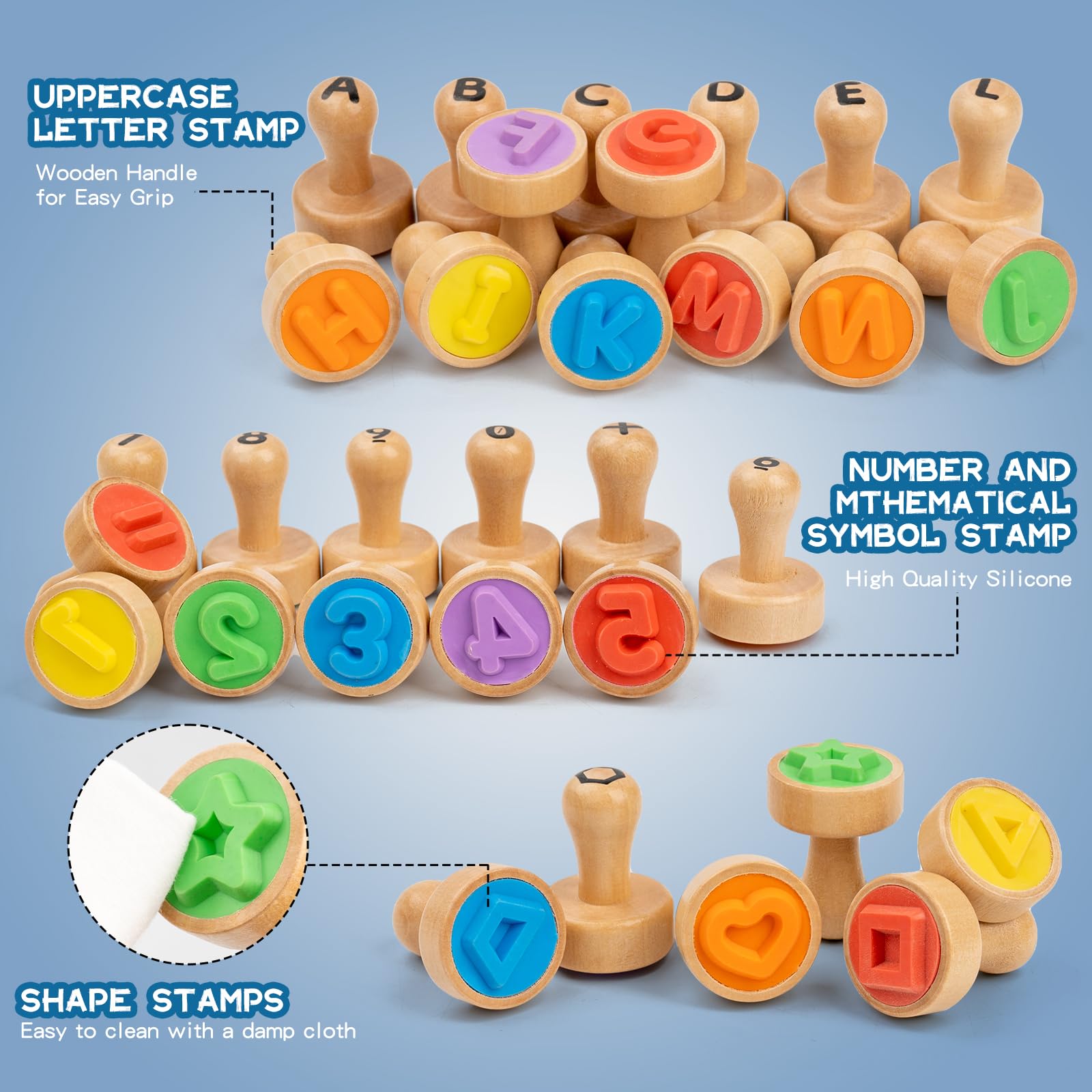 KDSFT numbers and letters stamps with organizer bag for on-the-go learning.