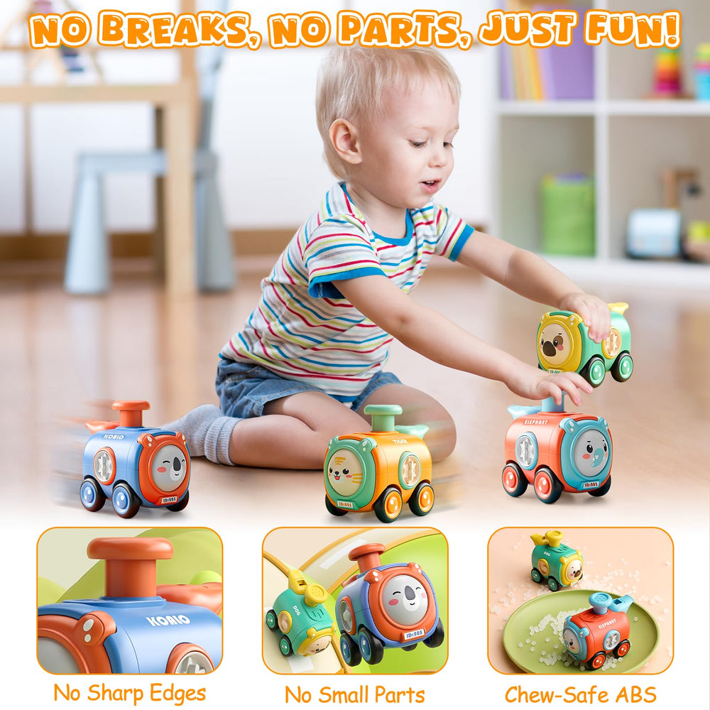 Keamaidy push car with press-to-go action for uninterrupted play