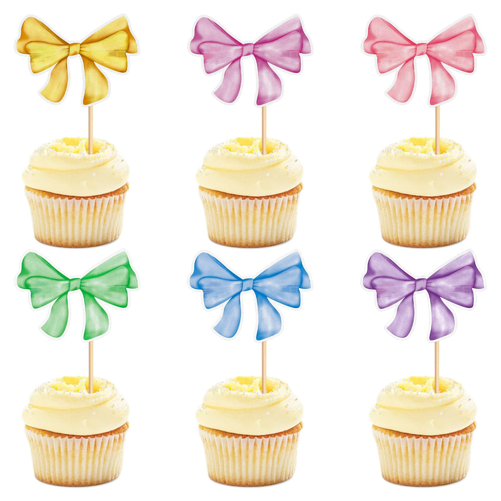Keaziu colorful bows cupcake toppers pack for vibrant bow-themed cakes
