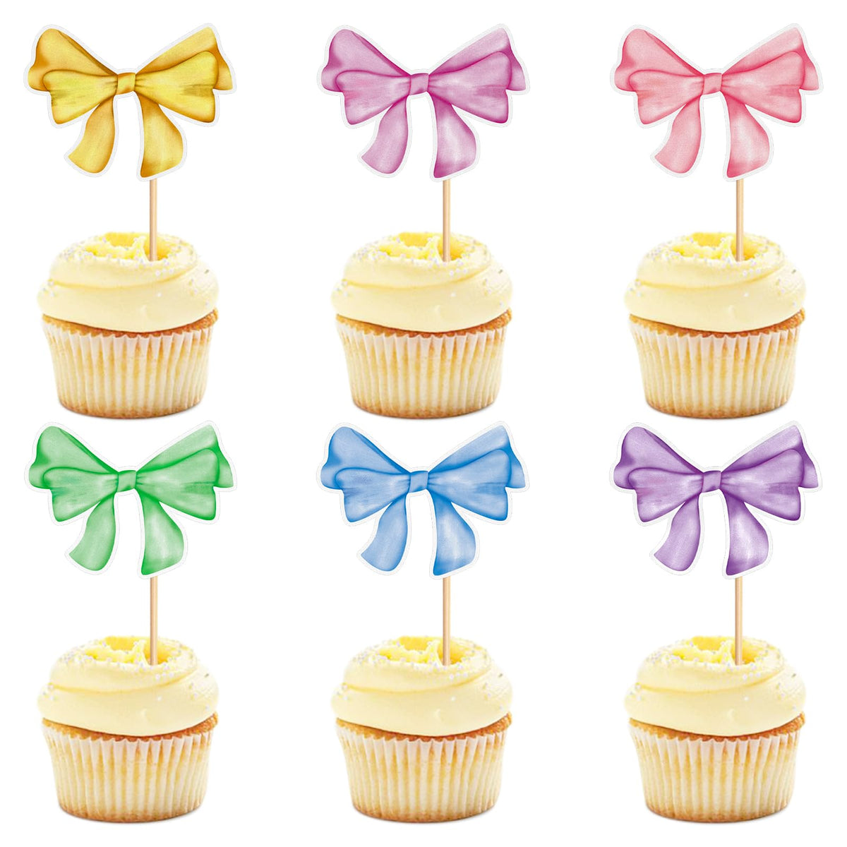 Keaziu colorful bows cupcake toppers pack for vibrant bow-themed cakes