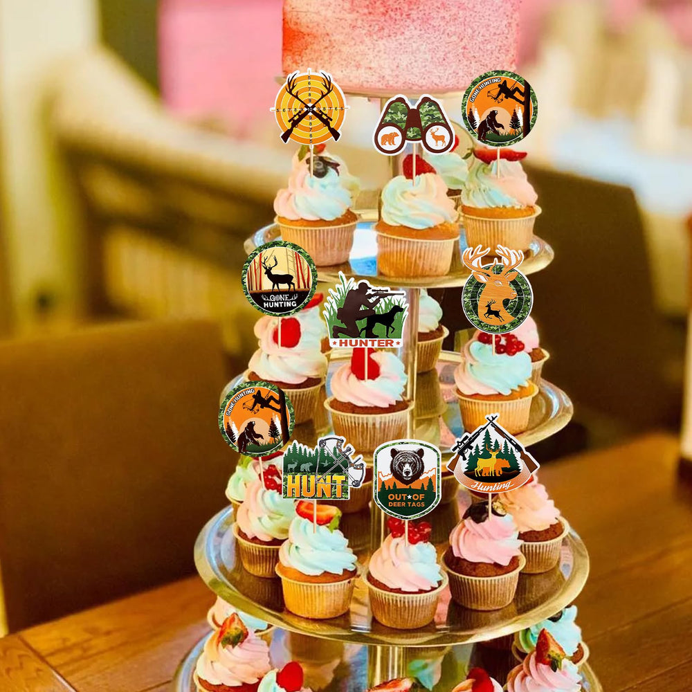 Keaziu hunter-deer outline cupcake picks add woodland charm to snacks