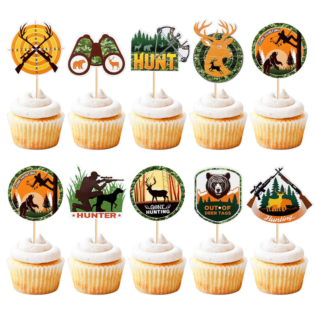 Keaziu hunting cupcake toppers set for deer-themed birthday desserts