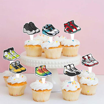 Keaziu sneaker cupcake topper design E coordinates with sporty theme parties.