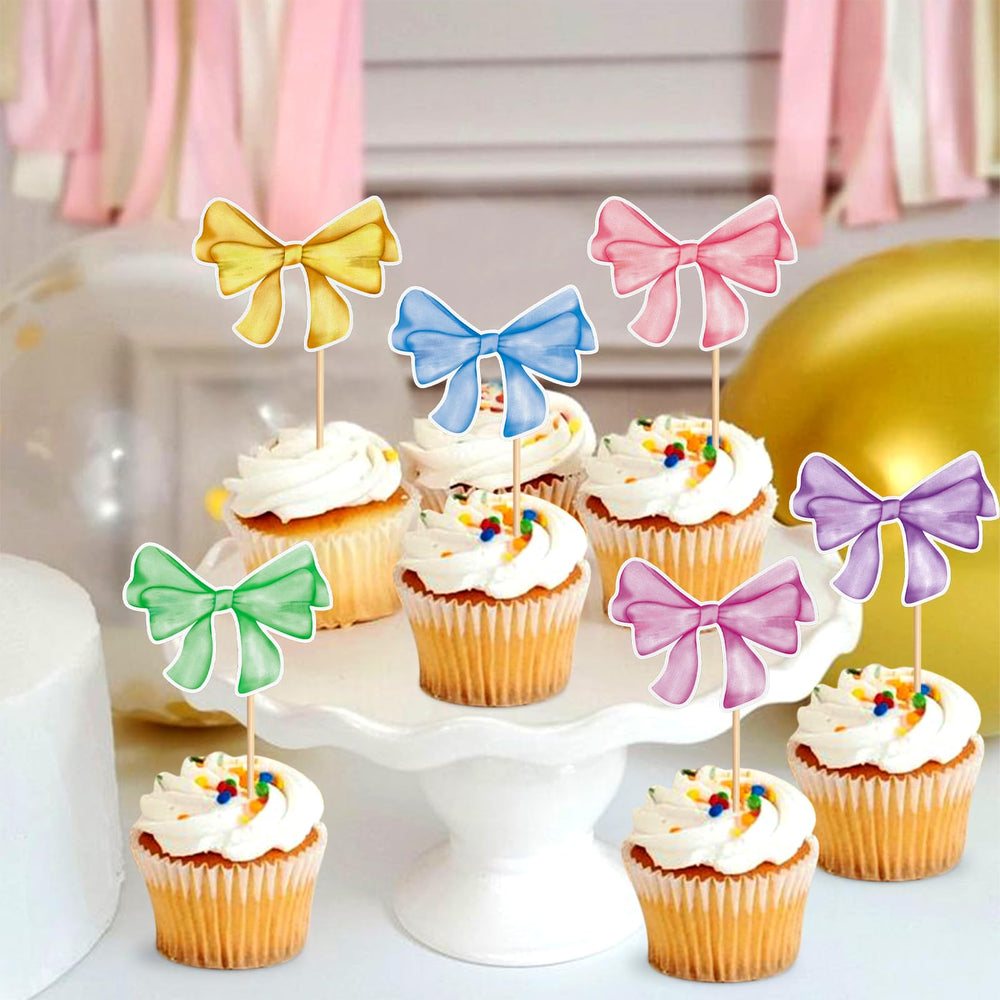 Keaziu watercolor bowknot toppers close-up showing detailed print