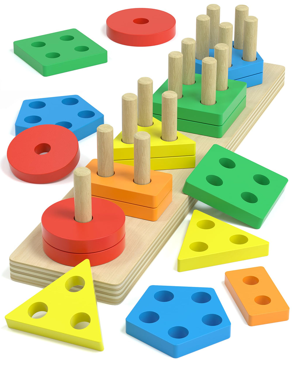 Kecristv Montessori shape sorter wooden pieces for early problem solving and dexterity