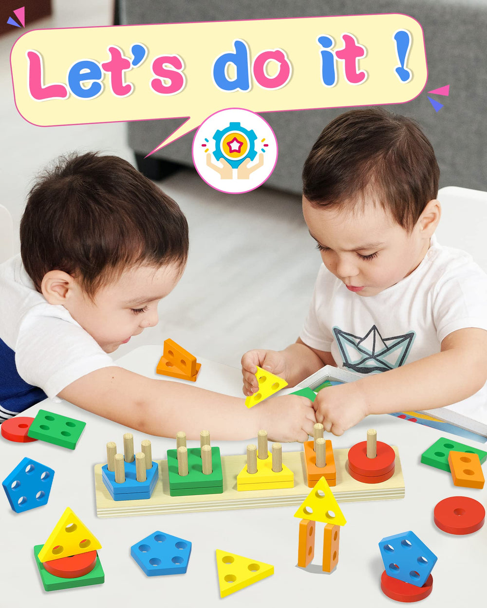 Kecristv toddler block puzzle stacking promotes fine motor skills during play