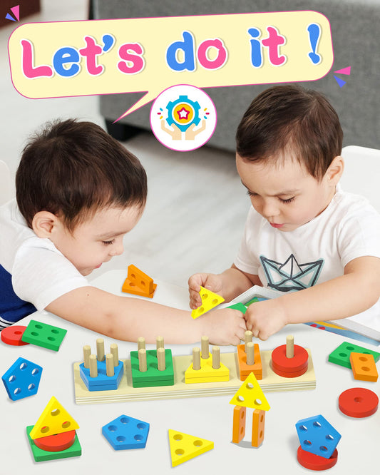 Kecristv toddler block puzzle stacking promotes fine motor skills during play