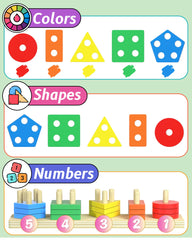Kecristv wooden geometric blocks in colors for shape and color recognition