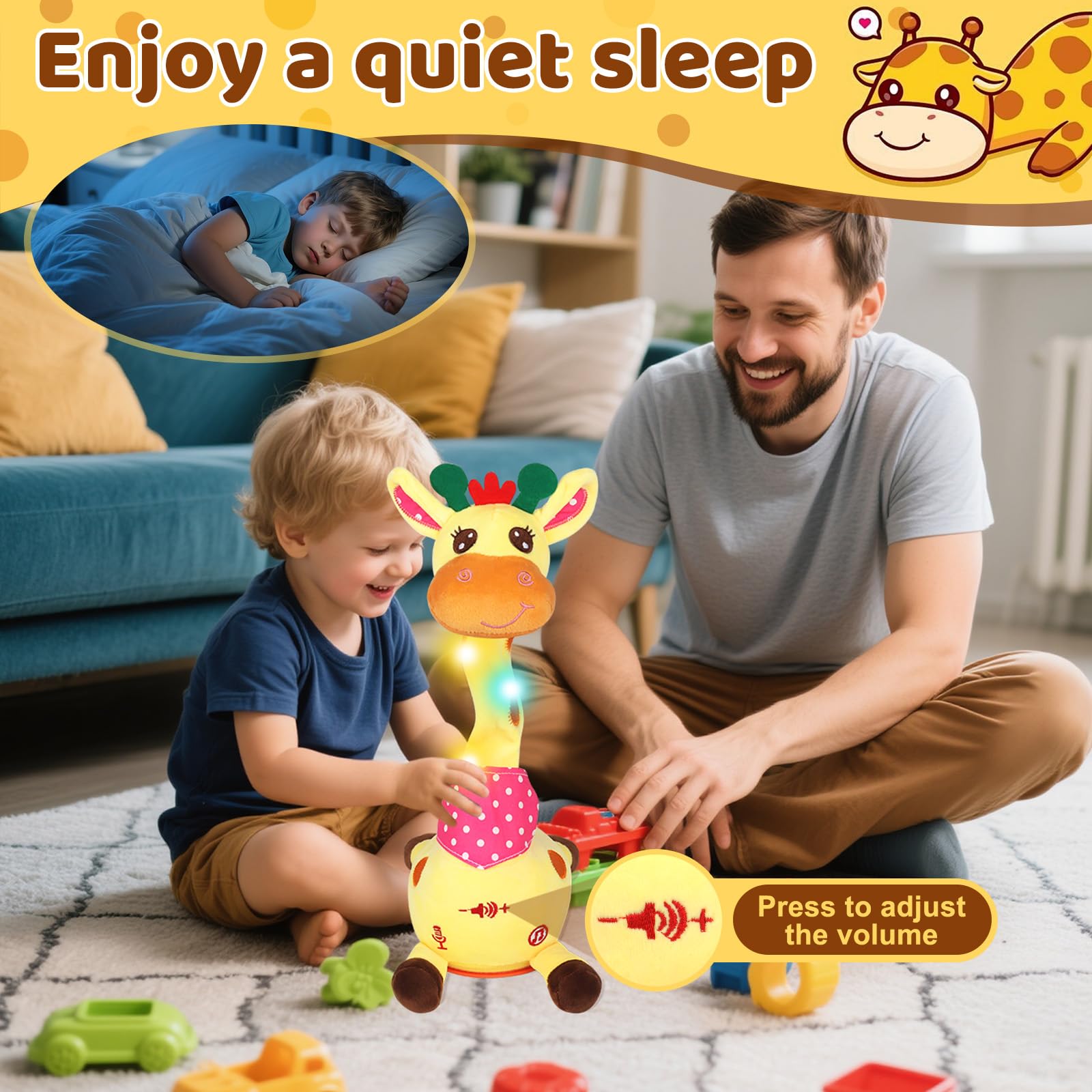 Keculf Dancing Giraffe Toy offers separate volume control for day and night use
