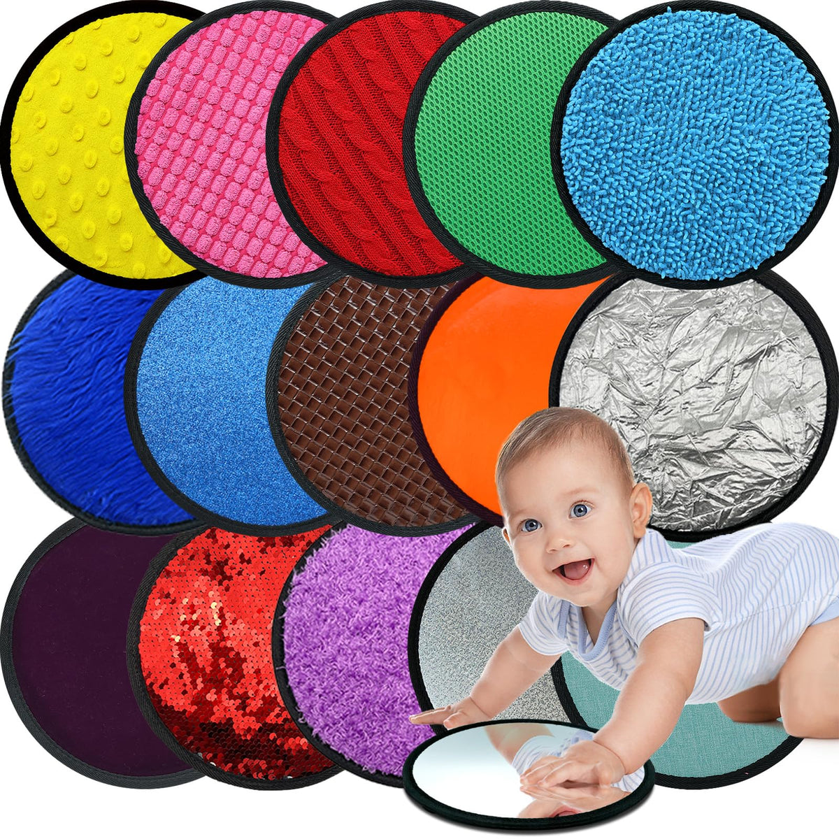 Keculf Upgraded 16-Set Sensory Mats in multi-color wall panel stimulate hands-on exploration.