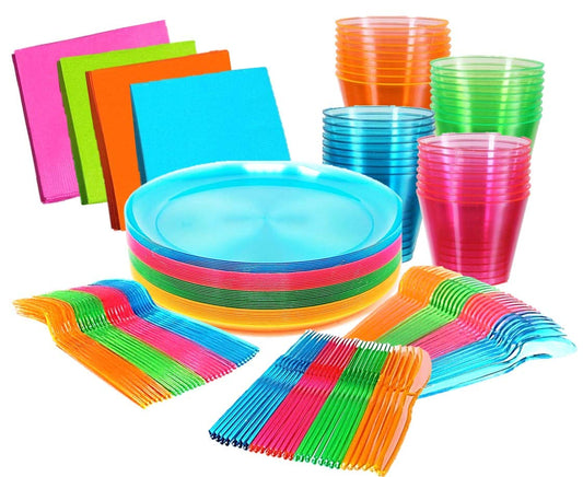 kedudes neon plates glow under UV light for striking party tables