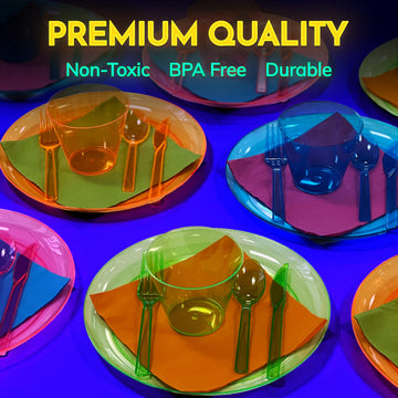 kedudes neon utensils set forks knives spoons for mess-free serving
