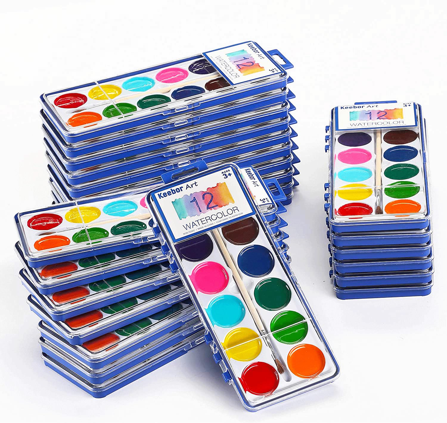 Keebor watercolor palette with 12 colors for vibrant kids' artwork.