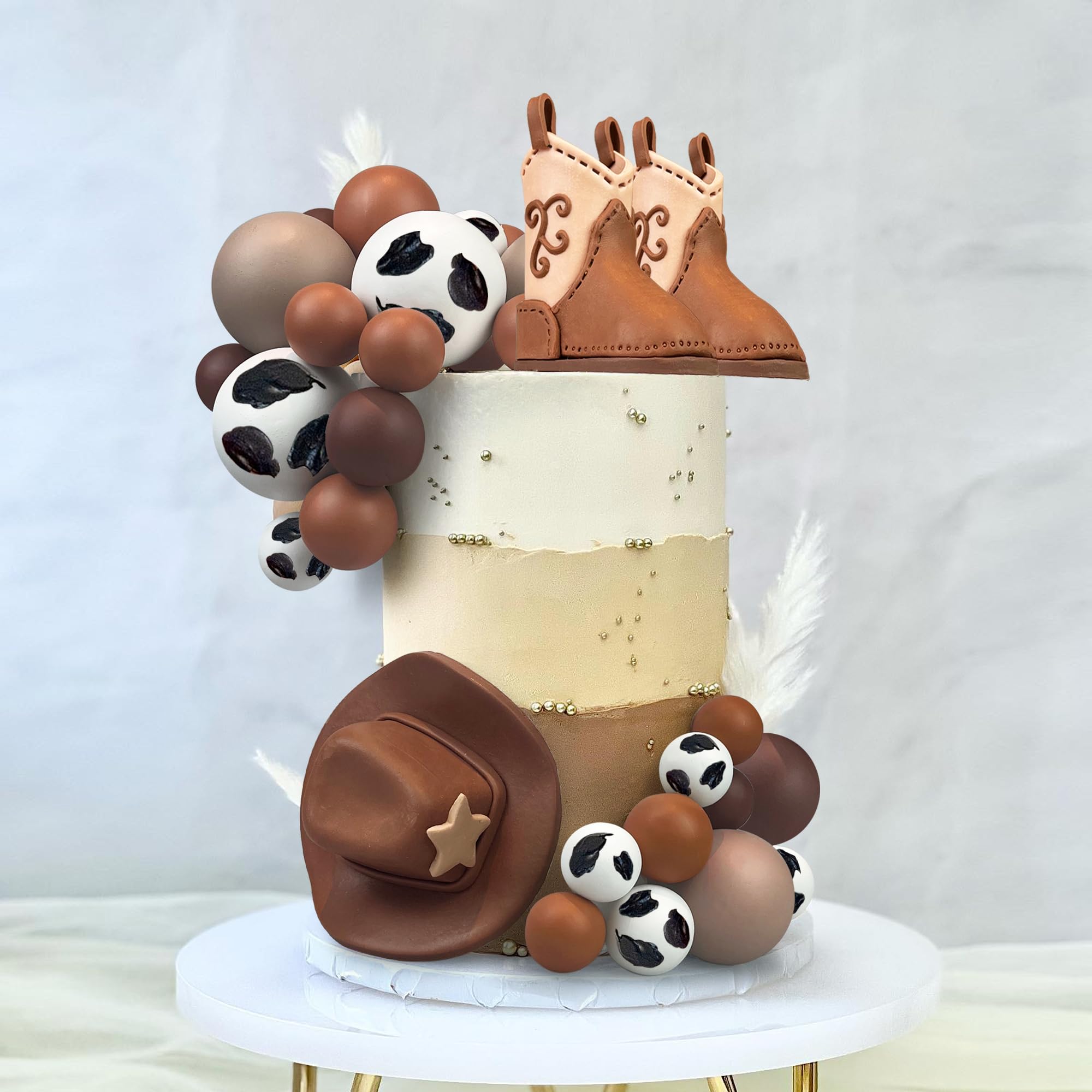 KEEPARTY second cowboy boot topper complements themed cake displays for parties.