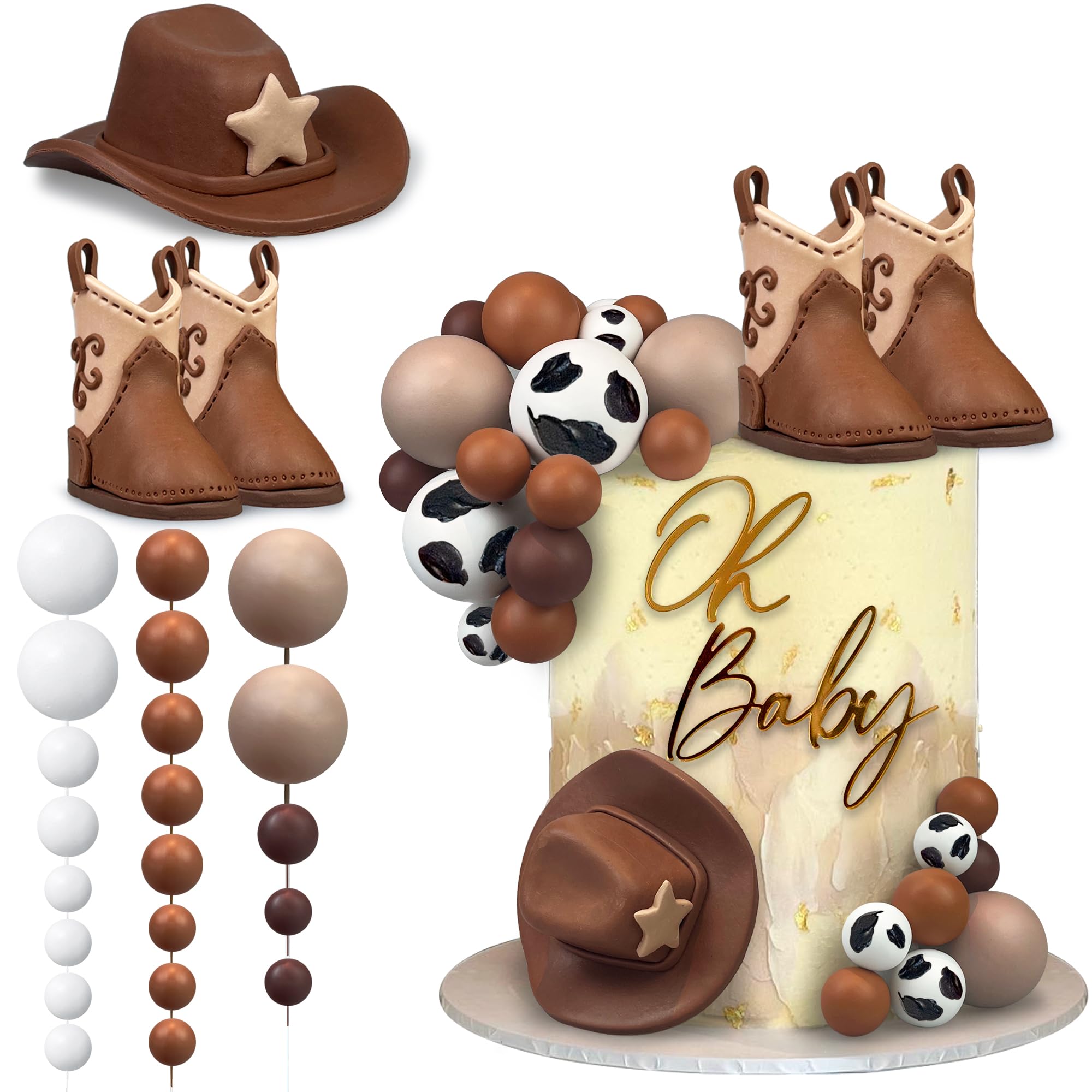 KEEPARTY cowboy hat topper on cake for a festive western celebration.
