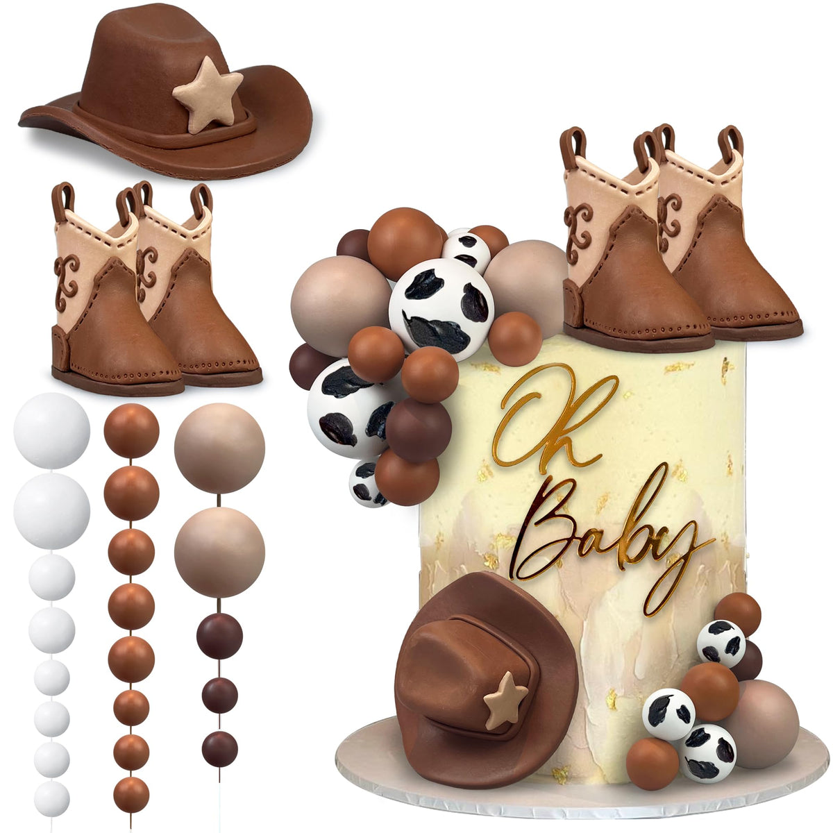 KEEPARTY cowboy hat topper on cake for a festive western celebration.