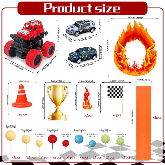 Keeparty race car cake toppers enhance party theme with vibrant colors