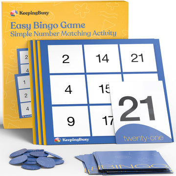 Keeping Busy Bingo calling cards: clear visuals aid participation in group activities.