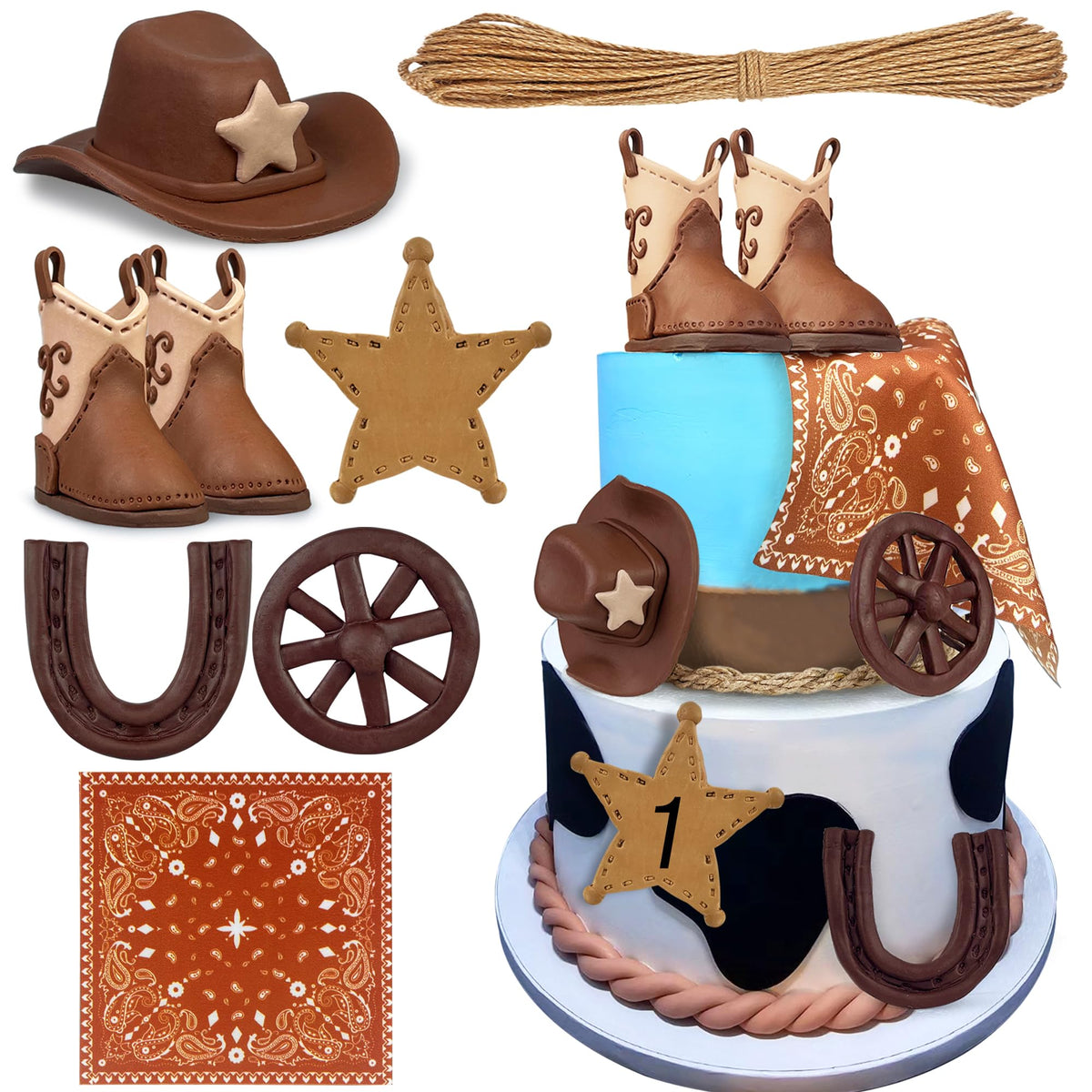 KEE PARTY cowboy hat cake topper to crown a western themed cake