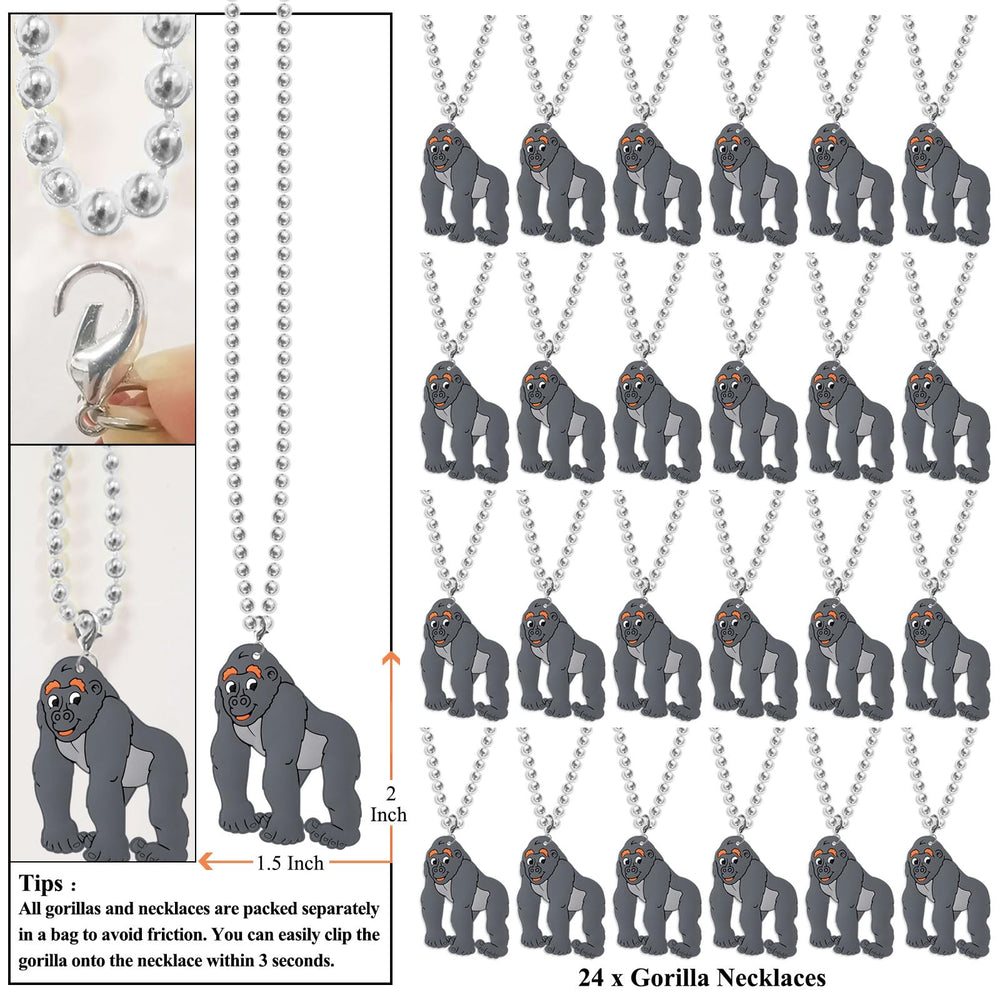KeeStar safari party favors featuring gorilla necklaces for decorations