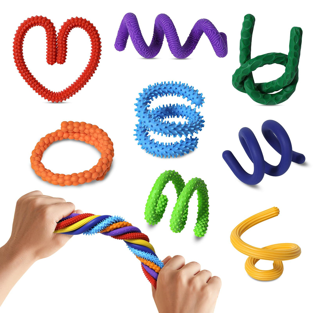 KEEYMENT Sensory Stick 8-pack with colorful twists for calm focus.