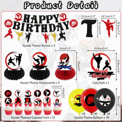 KEFAN Karate pattern banner with vibrant karate elements for parties.