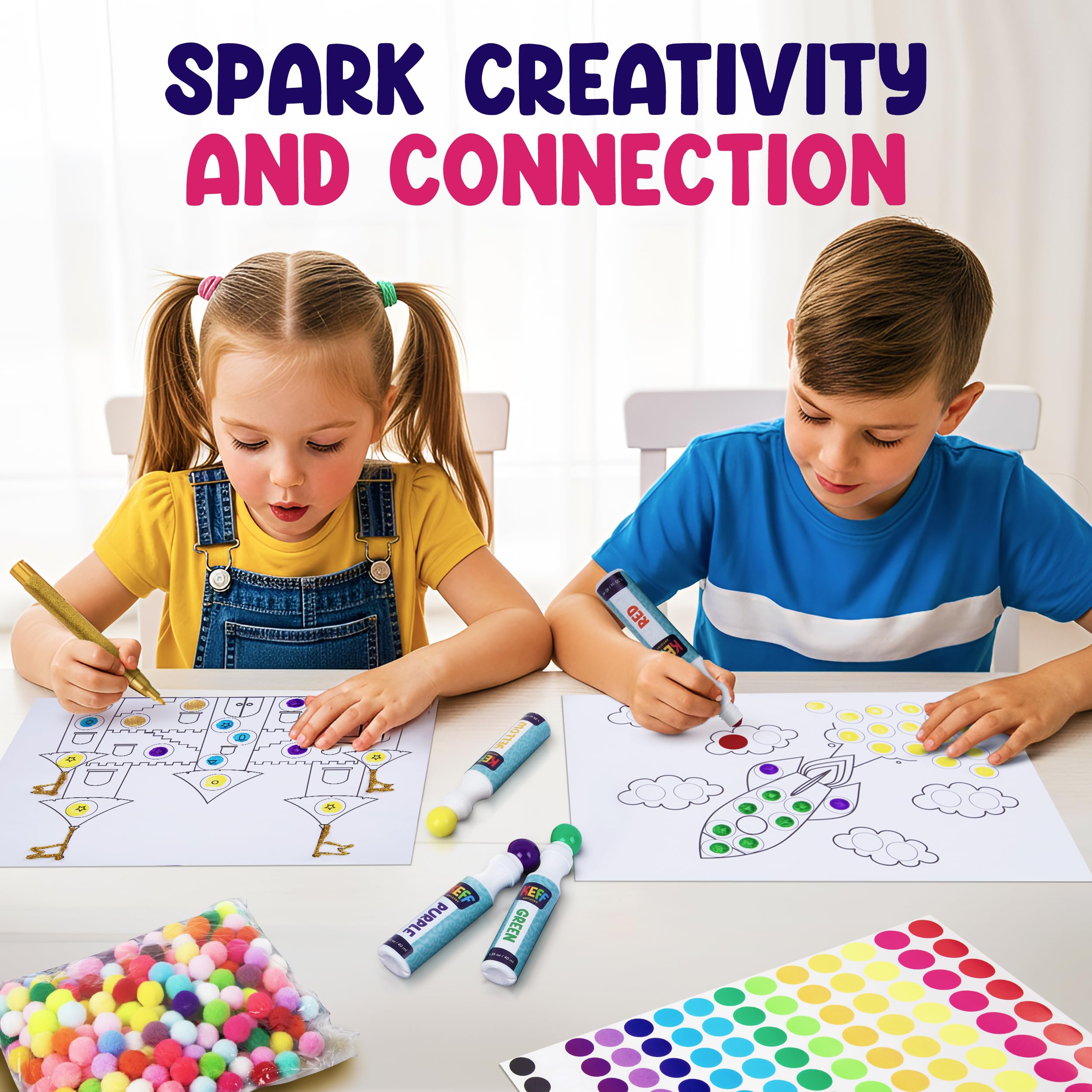 KEFF Dot Art for Kids color sheets for versatile pattern design activities